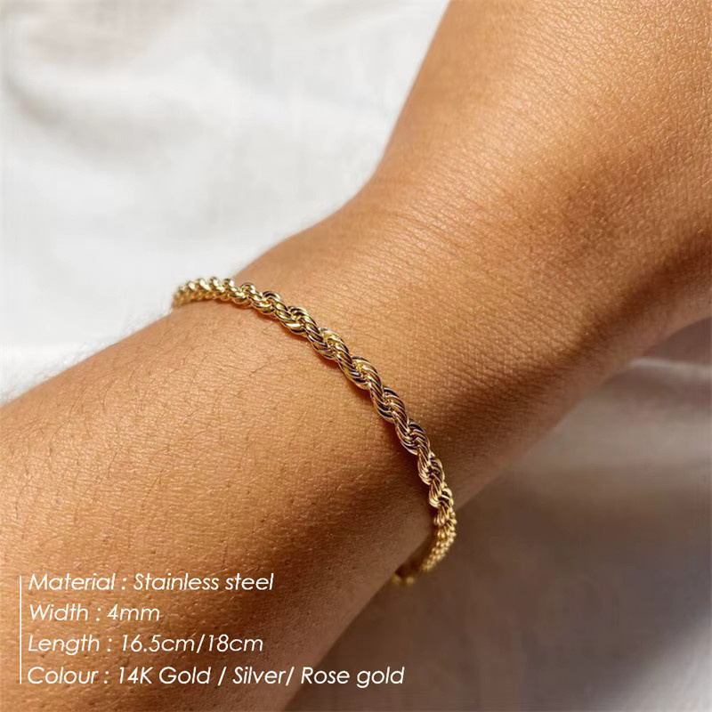 LUXUKISSKIDS Armband Edelstahl, Twist Ketten, Gold Silber, Unisex - Bild 3