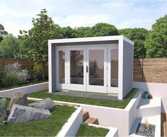 WEKA Gartenhaus Design 263 aus europäischer Fichte in Grau mit Flachdach B/H/T: 305 x 227 x 250 cm - Bild 1