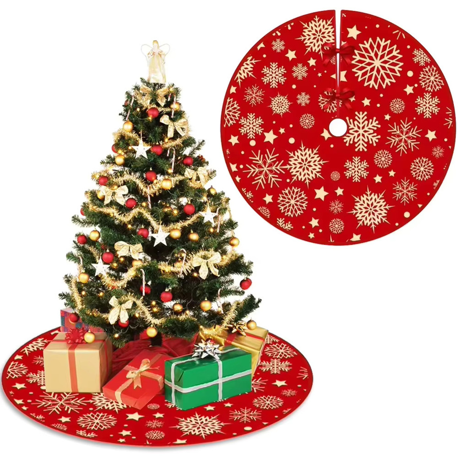 VIKAMA Weihnachtsbaum Rock mit Schneeflocken-Design in Rot für festliche Weihnachtsdekorationen - Bild 3