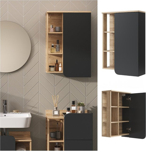 Vicco Hängeschrank Karen Badschrank in Sonoma und Anthrazit mit Tür und offenen Fächern B: 50 cm, H: 75 cm - Bild 1