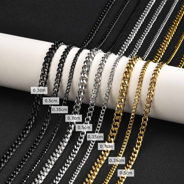 Vnox Halskette Cuban Link, Edelstahl, Gold, Herren - Bild 1