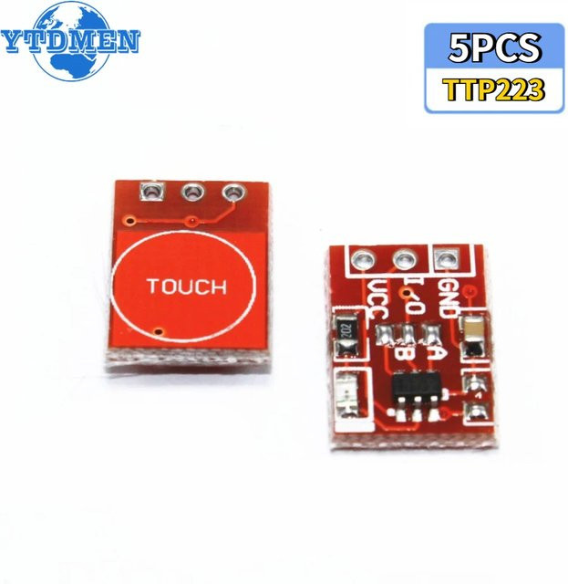YTDMEN TTP223 Touch-Taste Modul 5er Set, Einkanal Selbst-Locking Kapazitiver Berührungssensor, Rot - Bild 1