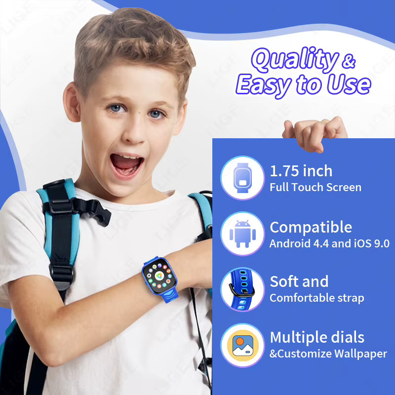 LIGE Kinderspiel-Smartwatch in Blau mit Touchscreen, Puzzlespielen, Schrittzähler, Wecker und Taschenrechner - Bild 5