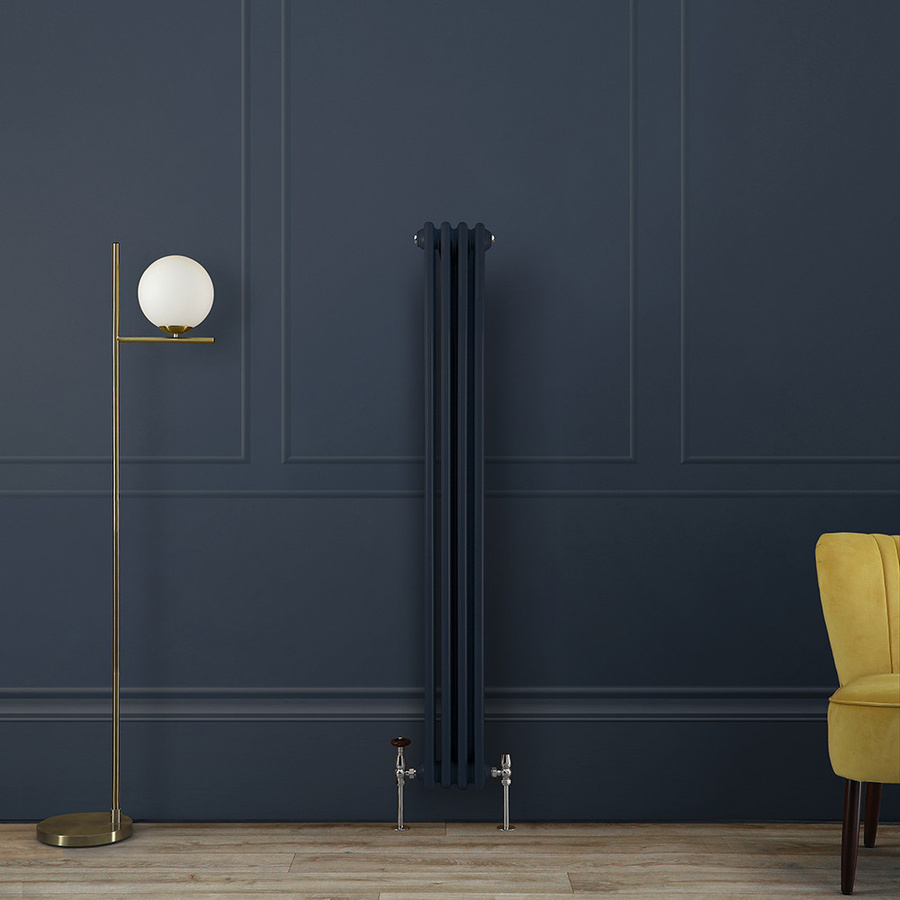 Traditioneller 2-säuliger Gliederheizkörper Regent vertikal in Blau, Höhe: 150 cm, Breite: 20 cm - Bild 1