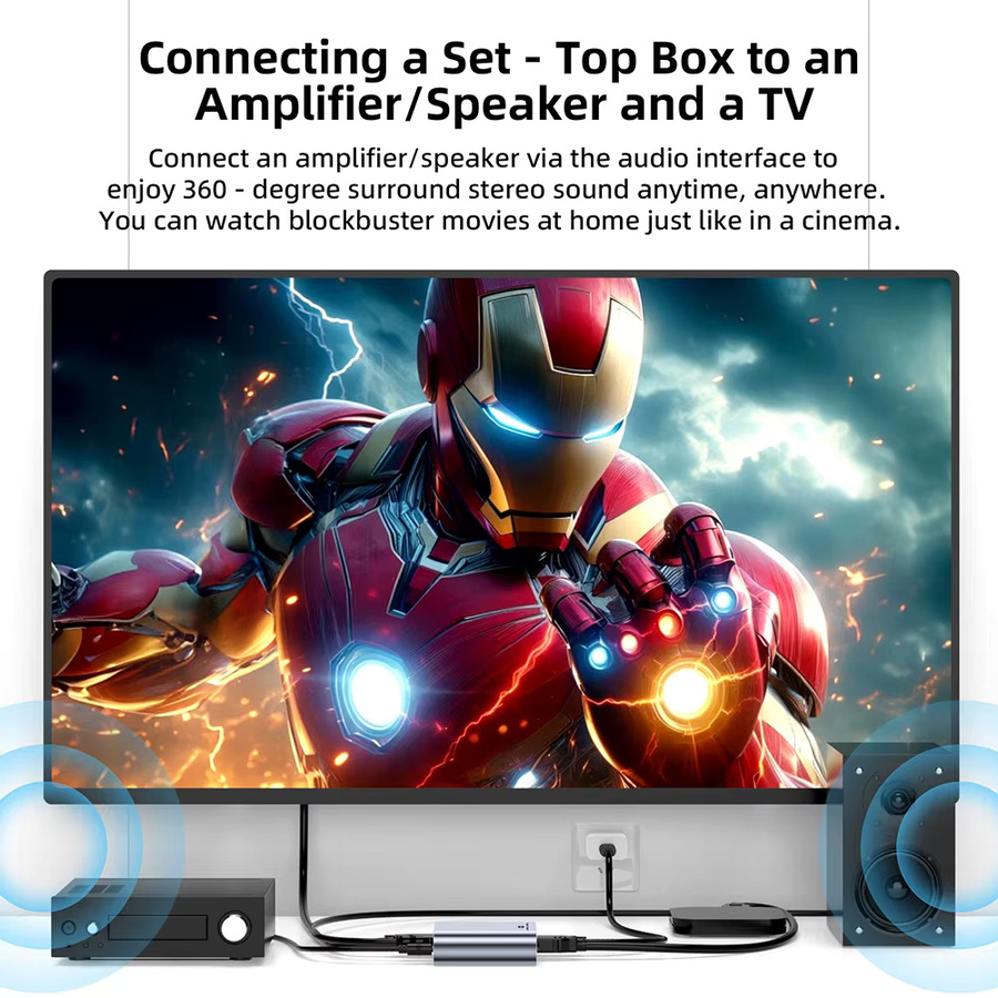 UGOURD HDMI Audio Extractor 4K UHD Stereo Audio Konverter mit 3,5mm Klinkenanschluss für PS4, TV und DVD - Bild 5