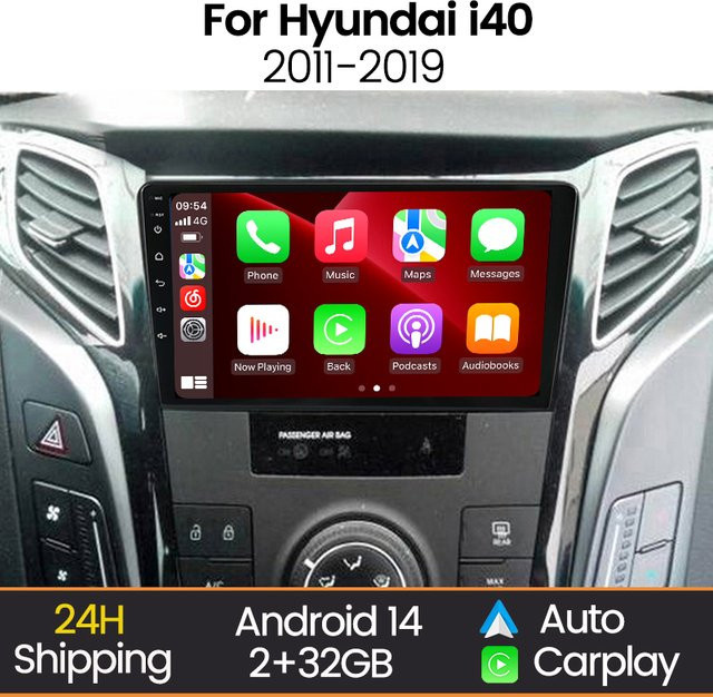 MEKEDE Android 14 Auto Radio Stereo für Hyundai i40 2011-2019 mit Carplay, GPS und Multimedia Player in Schwarz - Bild 1