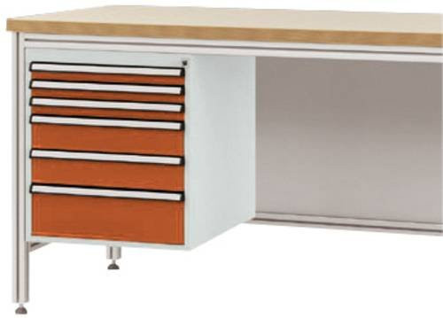 Manuflex ZB4925.2001 Gehäuse-Unterbau für ALU-Arbeitstische in Orange und Weiß mit 6 Schubfächern, Nutzhöhe: 50 cm, für Tischtiefe: 60 cm - Bild 1