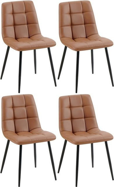 4er Set Esszimmerstühle DELUKE FANOR aus Kunstleder in Dunkelbraun mit Stepp-Muster, B/T/H: 45 x 55 x 84 cm - Bild 1
