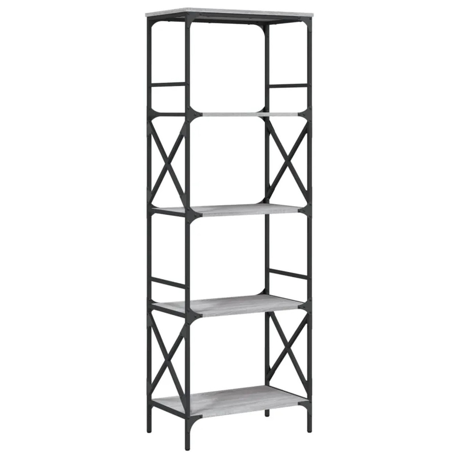 vidaXL Bücherregal mit 5 Böden in Grau im Industrial Design, B/T/H: 59 x 35 x 171 cm - Bild 2