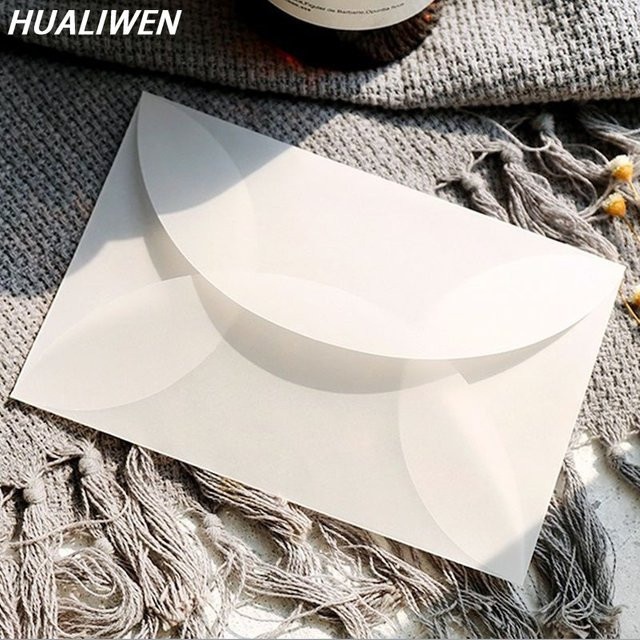20 Stück HUALIWEN Halbtransparente Schwefelsäurepapier-Umschläge für DIY Postkarten, Kartenaufbewahrung und Geschenkverpackungen in Transparent - Bild 1