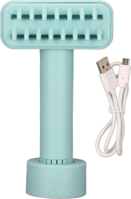 Igeteck Elektrische Haustierbürste mit USB-Ladefunktion und 3 einstellbaren Geschwindigkeiten in Weiß und Türkis - Bild 1