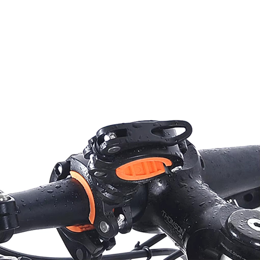 360 Grad drehbare Motorrad Halterung für LED Scheinwerfer und Taschenlampe in Schwarz und Orange - Bild 2