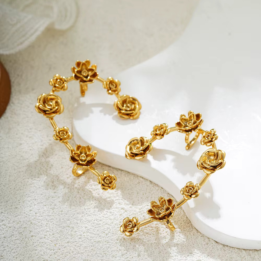 amofa Ohrclip Ohrmanschette, Blumen, Gold, Damen - Bild 2