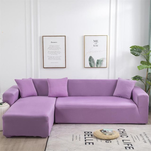 Elastischer Sofabezug von Your Warm Home in Lila für 1-Sitzer, L-förmige Chaiselongue-Schonbezug aus Polyester-Elastan mit rutschfester Oberfläche - Bild 1