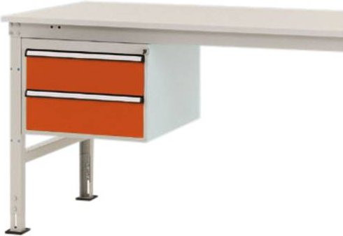 Manuflex ZB4517.2001 Gehäuse-Unterbau Mobil in Orange und Weiß mit 2 Schubfächern, Nutzhöhe: 30 cm, für Tischtiefe: 120 cm - Bild 1