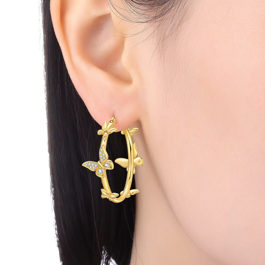 CYCUFF Creolen, 925 Silber, Gold, Schmetterling, Damen - Bild 2
