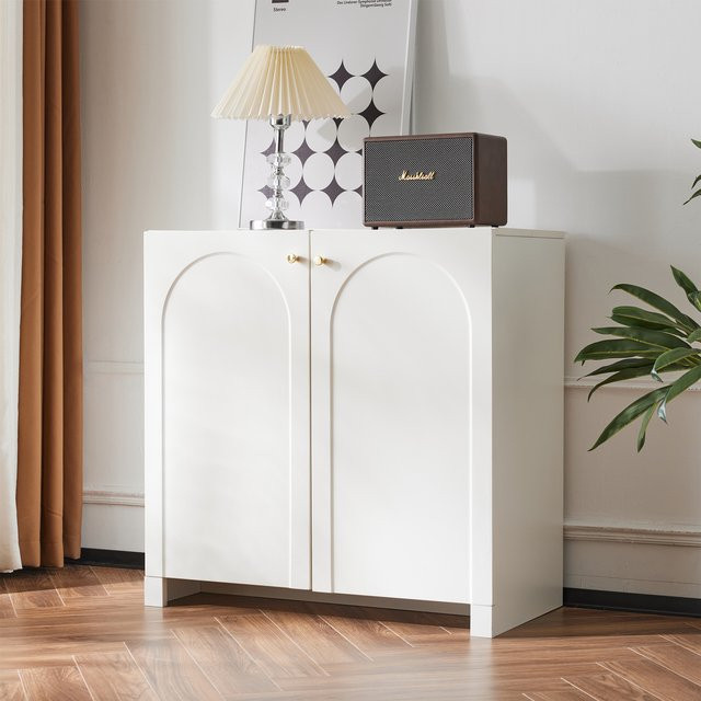 Sideboard Kommode mit 2 Türen als vielseitige Anrichte und Beistellschrank in Creme-Weiß, B/T/H: 80 x 40 x 80 cm - Bild 1