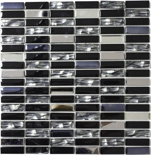 HuH Mosaikfliese Diamond aus Glas in Schwarz als Wandbelag, B/H: 30,4 x 29,8 cm - Bild 1