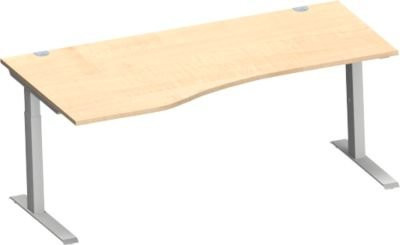 Schäfer Shop Genius Freiformschreibtisch MODENA FLEX mit C-Fuß-Rechteckrohr, höhenverstellbar, Ahorn/weiß, Breite: 180 cm - Bild 1