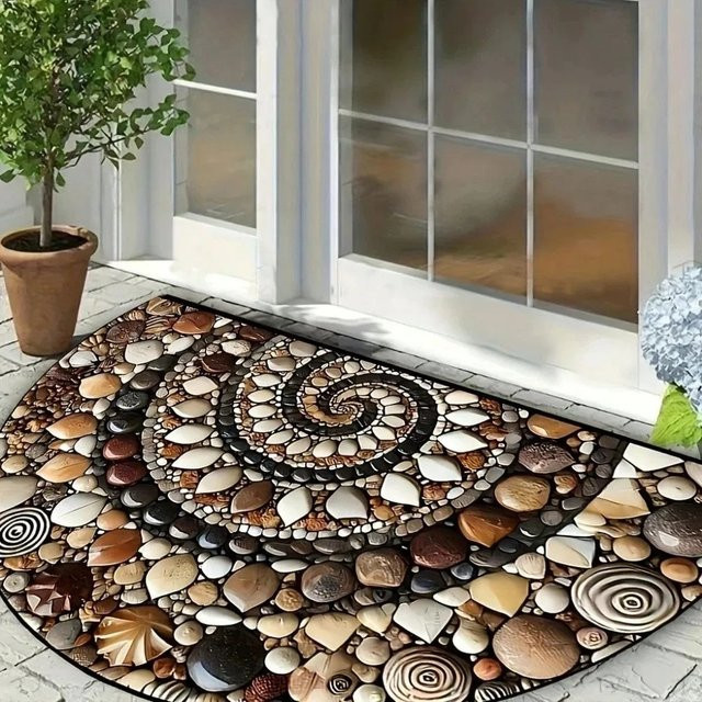 VIKAMA Willkommens-Türmatte im amerikanischen Stil, halbrunde rutschfeste Eingangsmatte für Küche und Schlafzimmer, Mehrfarbig, B: 60 cm, T: 40 cm - Bild 1