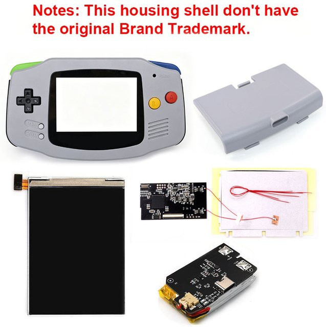 Hispeedido V2 IPS LCD-Bildschirm für GameBoy Advance GBA, 3,2 Zoll, Schwarz, mit USB-C wiederaufladbaren Batterien und Hintergrundbeleuchtung, ohne Löten erforderlich - Bild 1