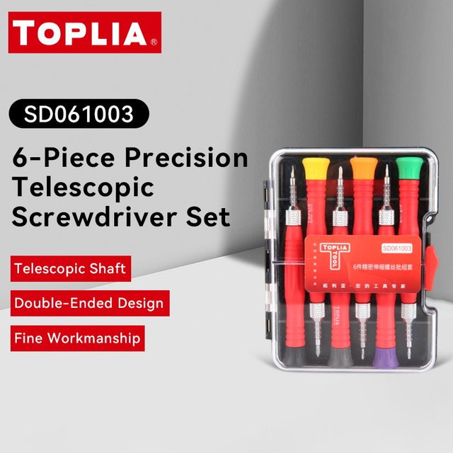 TOPLIA 6-teiliges Präzisions-Schraubendreher-Set zum Ausziehen für die Reparatur von Elektronik und Kleingeräten - Bild 1