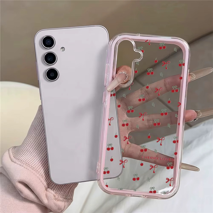 Transparente 2-in-1 Handyhülle mit roter Kirschblüten-Schleife für Samsung Galaxy S26 Ultra S25 S24 A56 A36 A26 A16 A17 A07 A37 A57 stoßfest - Bild 2