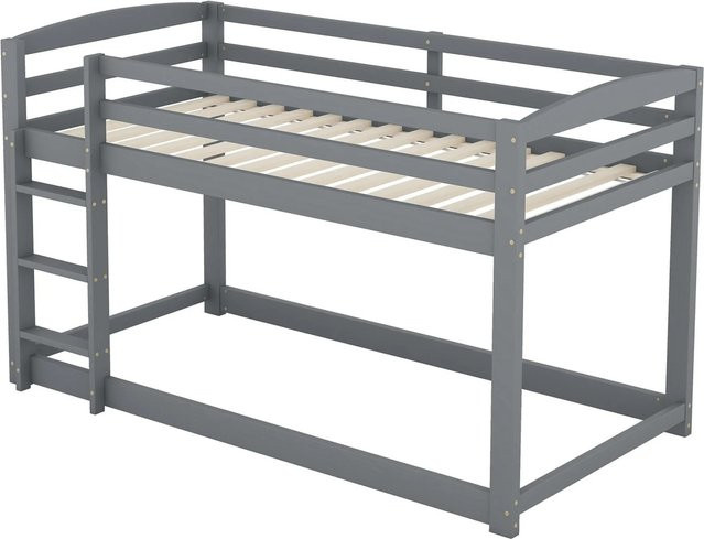okwish Etagenbett für Kinder aus Kiefer und MDF in Grau ohne Matratze B/T/H: 90 x 200 x 175 cm - Bild 1