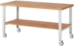 Rau Fahrbare Werkbank 7000-7 höhenverstellbar, Grau/Braun, B: 200 cm, T: 90 cm, H: 95-100 cm - Bild 1