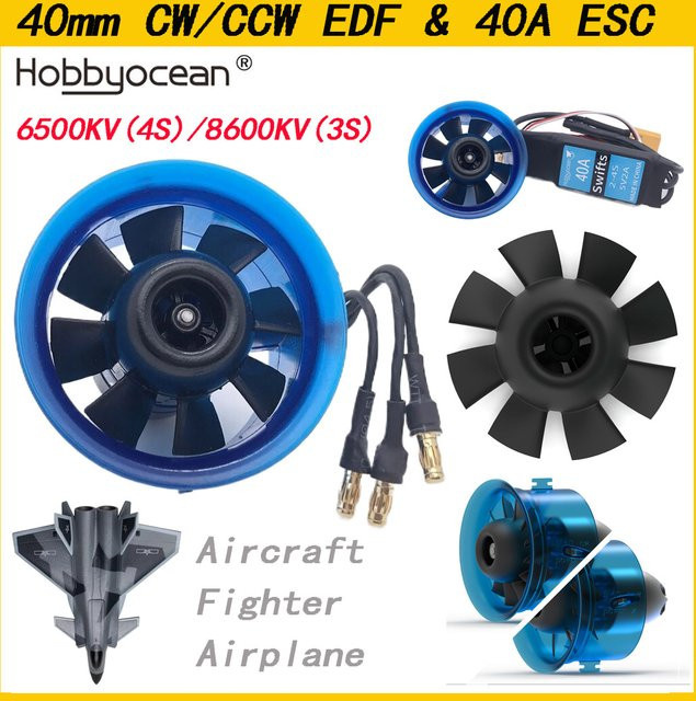 Hobbyocean 40mm EDF 8-Blatt Impeller-System, bürstenloser Motor, für RC-Flugzeugmodell Jet - Bild 1