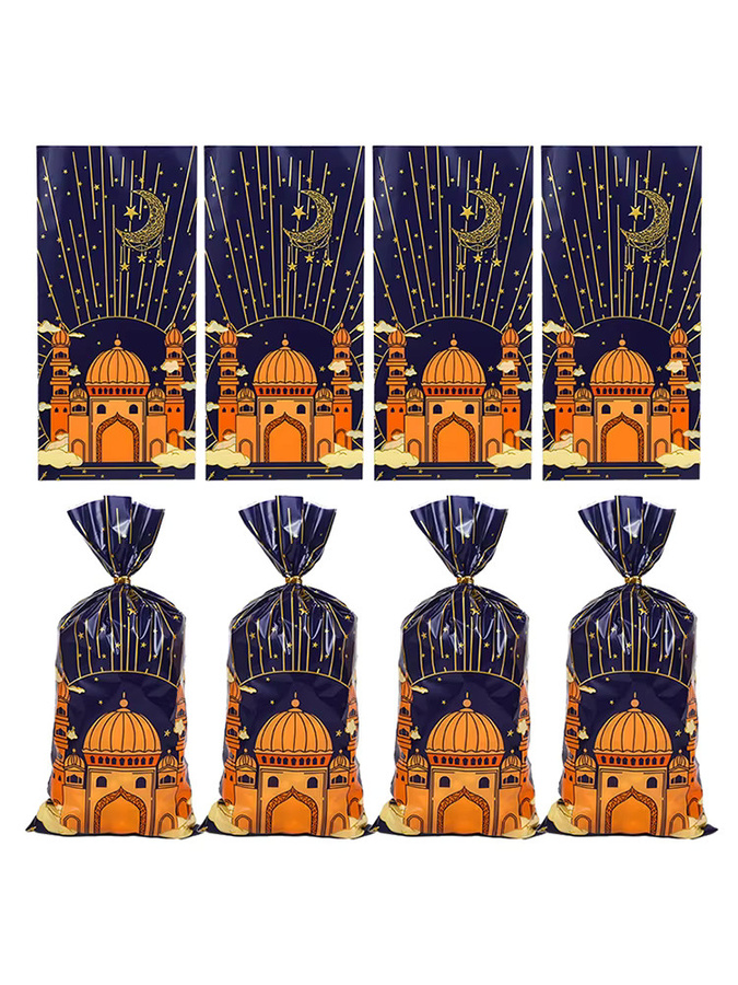 50 Stück Eid Mubarak Geschenkbeutel aus Kunststoff in Blau für Ramadan Kareem Dekorationen und Muslimische Partys - Bild 5