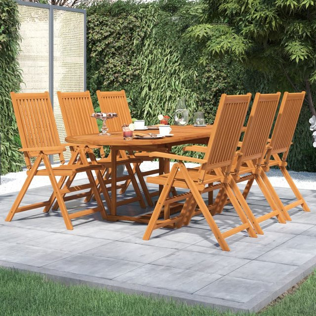vidaXL 7-teilige Garten-Essgruppe aus Akazien-Massivholz, Braun, ausziehbar, B/T/H: 180 x 90 x 75 cm (ausziehbar auf 240 cm) - Bild 3