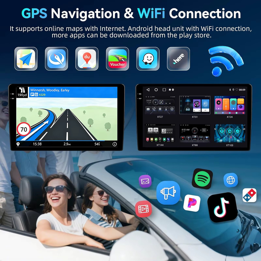 ESSGOO Universelles 2-DIN Android 15 Autoradio mit 4GB RAM und 64GB Speicher, kabelloses CarPlay und Android Auto, GPS Navigation, Bluetooth, WLAN und Touchscreen in Schwarz - Bild 5