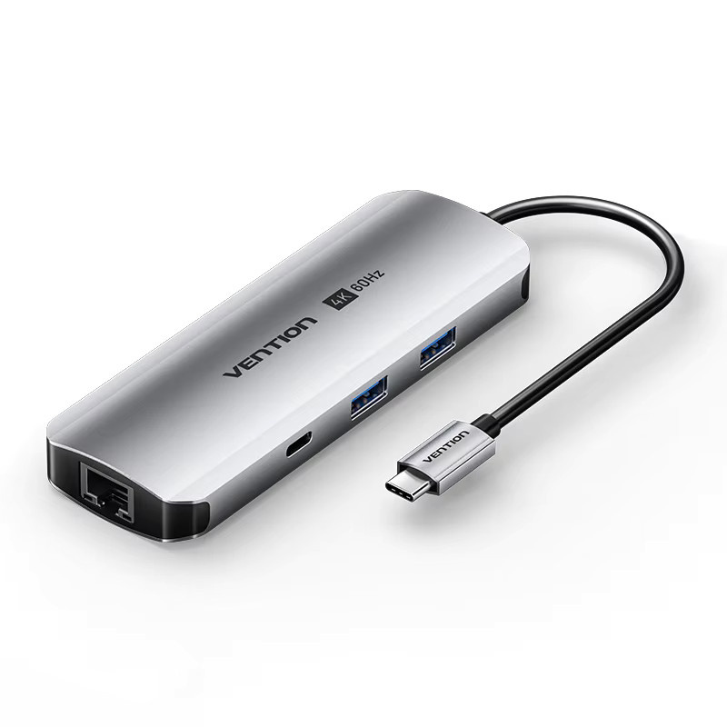 Vention 9-in-1 USB-C Dockingstation mit HDMI 4K UHD, RJ45, PD 100W, SD/TF und 3,5 mm Klinke für MacBook Pro, Xiaomi und Samsung - Bild 7
