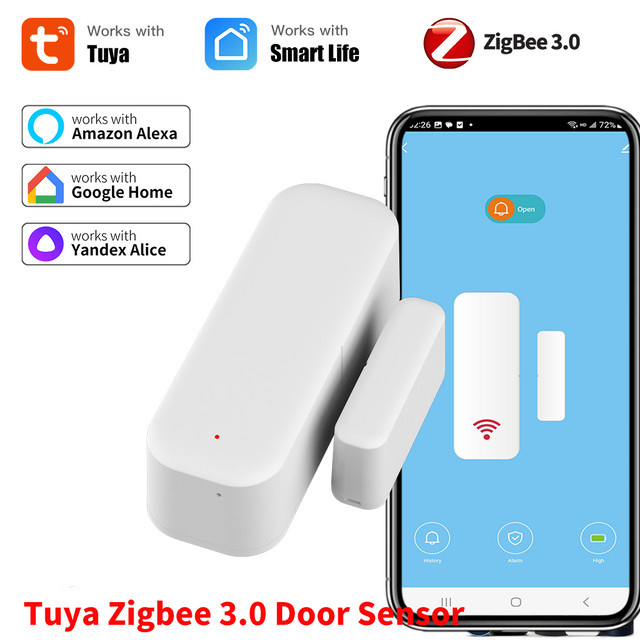 Tuya Zigbee 3.0 Tür- und Fenstersensor in Weiß zur App-Fernsteuerung kompatibel mit SmartLife Alexa Yandex ZHA und Zigbee2MQTT - Bild 1