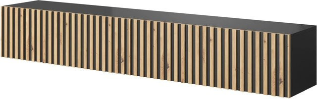 Selsey TV-Hängeboard Telire in Schwarz und Artisan Eiche Lamelle, Breite: 175 cm - Bild 1