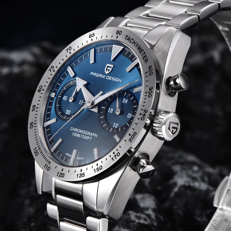 PAGANI DESIGN Chronograph, Quarz, Edelstahl, Lederarmband, Herren - Bild 2