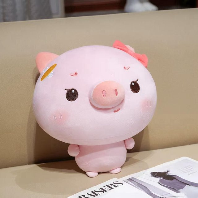 Yiran Health & Beauty Süßes Schwein mit großem Kopf und Wolkenstern, Plüschtier, 20cm - Bild 1