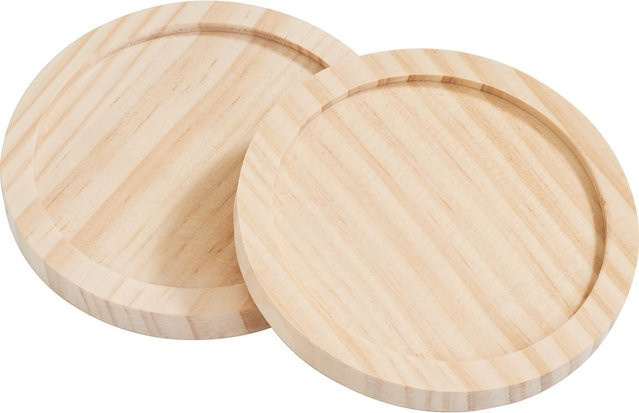 VBS Holz-Untersetzer, 2 Stück, beige, rund, Durchmesser: 9,5 cm - Bild 1
