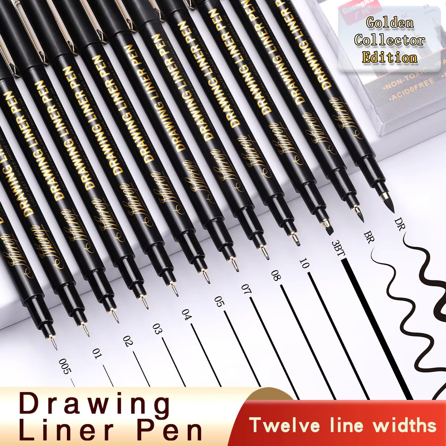 Haile Manga Marker Set mit Brush und Fine Nadelspitze in Schwarz für Skizzen und Kunstzeichnungen - Bild 2