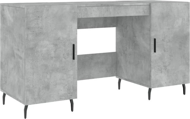 vidaXL Schreibtisch in Betongrau im industriellen Stil aus Holzwerkstoff und Eisen, B/T/H: 140 x 50 x 75 cm - Bild 1
