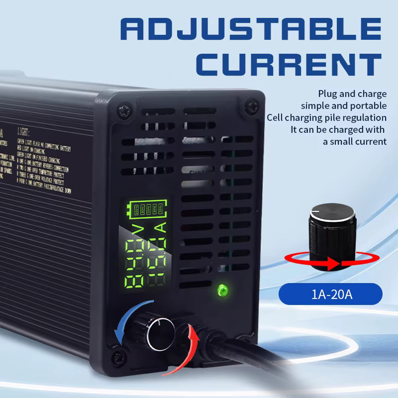 Luxuglow Einstellbares Lithium-Batterie-Ladegerät mit LCD-Display, 60V, 1-20A, für 16S bis 20S, Schwarz - Bild 4