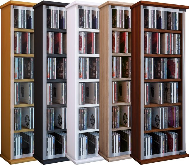 VCM CD Regal Classic aus Holz in Braun mit ESG-Sicherheitsglastüren für 204 CDs oder 72 DVDs, H x B x T: 92 x 31 x 18 cm - Bild 1