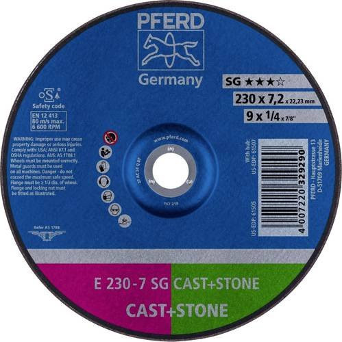 PFERD Schruppscheibe SG CAST+STONE für Guss und Stein, Blau, Durchmesser: 230 mm, Bohrungs-Ø: 22,23 mm - Bild 1