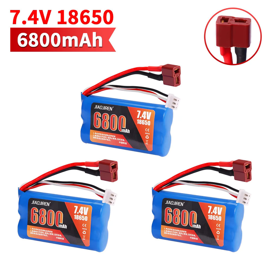 Wltoys Lipo-Akku 7,4 V 6800 mAh 2S T-Stecker für RC Autos 18650 Blau - Bild 2