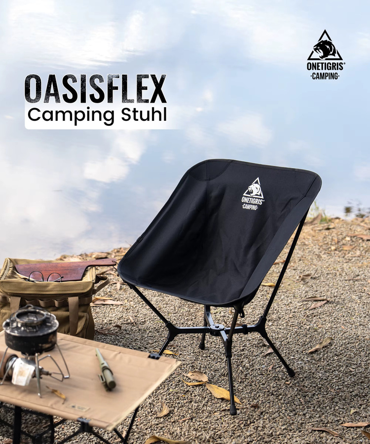 OneTigris OasisFlex Campingstuhl in Schwarz, leichter Outdoor-Gartenstuhl für Strand, Picknick und Sport - Bild 2