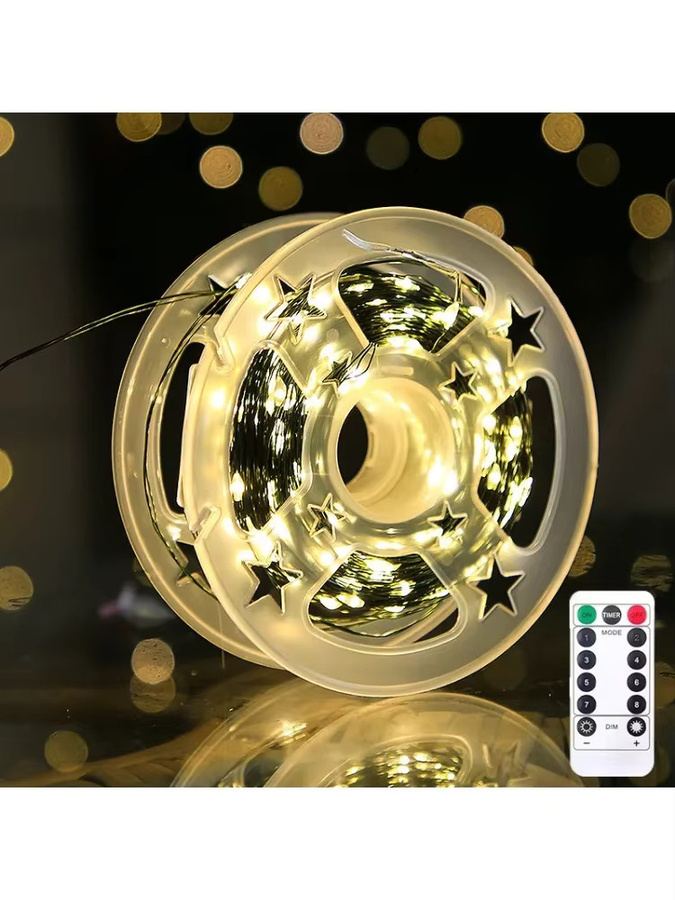 OKAL RED EAST LED Lichterkette mit Kupferdraht, Grün, USB-Betrieb und Fernbedienung für Weihnachts- und Silvesterdekoration - Bild 2