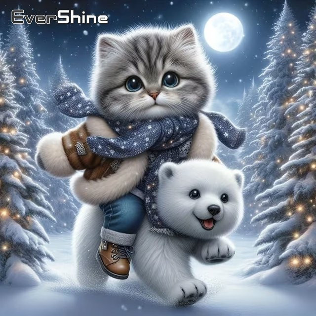 EverShine Katzen-Diamant-Stickerei DIY-Mosaik Bär Wandkunst für Erwachsene und Anfänger, Mehrfarbig, B/B/H: 20 x 20 x 20 cm - Bild 1