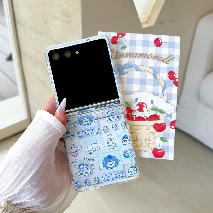 Handyhülle mit Ständer und Lanyard für Samsung Galaxy Z Flip 7 6 5 4 3 im Sanrio Cinnamoroll und My Melody Cartoon Design - Bild 2