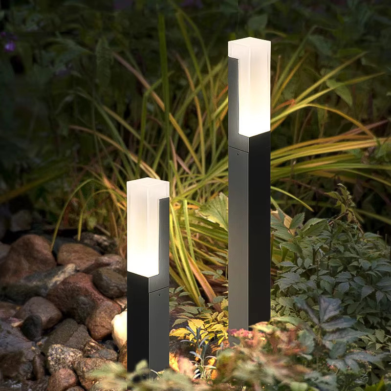 Wecus LED Garten-Pollerleuchte Modern Aluminium Silber IP65 Wasserdicht 5W Warmweiß Up-Down Licht für Außenbereiche B/T/H: 10 x 10 x 40 cm - Bild 2